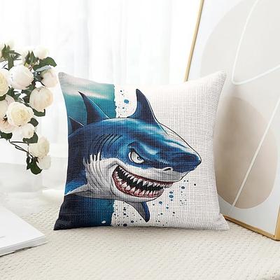 Ozean Lustiger Hai Dekorative Wurfkissenbezug 1 Stück weicher quadratischer Sofakissenbezug Kissenbezug für Schlafzimmer Wohnzimmer Sofa Stuhl Image