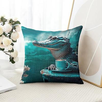 Lustiges Tier Krokodil Dekorative Wurfkissenbezug 1PC Weicher quadratischer Couchkissenbezug Kissenbezug für Schlafzimmer Wohnzimmer Sofa Stuhl Image