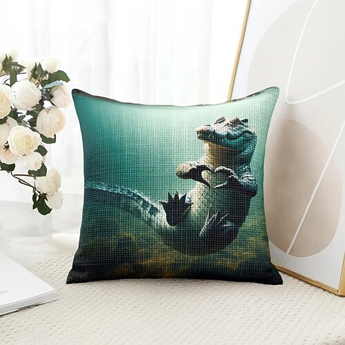 Lustiges Tier Krokodil Dekorative Wurfkissenbezug 1PC Weicher quadratischer Couchkissenbezug Kissenbezug für Schlafzimmer Wohnzimmer Sofa Stuhl Image
