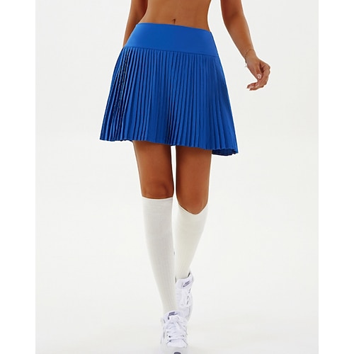 Damen Patchwork Einfarbig Lässiger Rock Tennisröcke Tennisröcke mit Shorts Plissiert Seitentaschen Atmungsaktiv Tennis Golfspiel Pickleball Unterteile Schwarz Weiß Rosa Tennisbekleidung Image