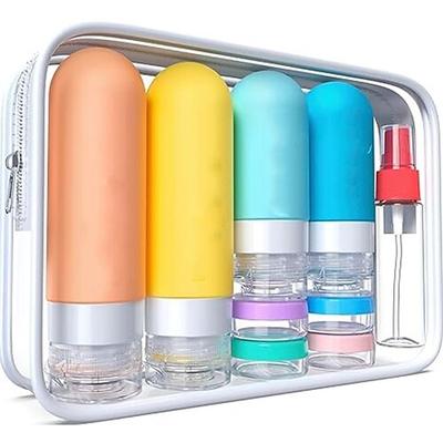 17er-Pack Reiseflaschen für Toilettenartikel, TSA-zugelassene Reisebehälter aus Silikon, auslaufsicheres, nachfüllbares Reisezubehör für Shampoo, Spülung, Lotion, Duschgel Image