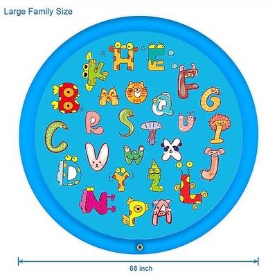 68 Zoll große Wasserspielmatte für den Außenbereich, mehrfarbiges Meereslebewesen-Design, strapazierfähiges PVC-Spritzpad mit Sprinklerfunktionen, rutschfest aufblasbar, ideal für Rasen und Garten, Image