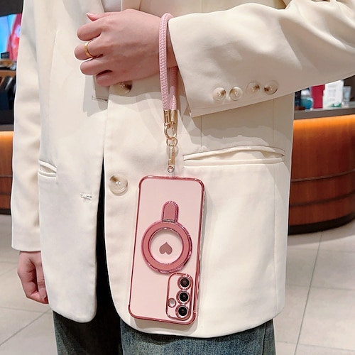 Handy Hülle Handyhüllen Für Samsung Galaxy S21 FE A16 A25 A15 A14 A34 A24 A53 A33 A13 Rückseite Mit Handgelenkschlaufe Stoßfest Retro TPU Beschichtung Image