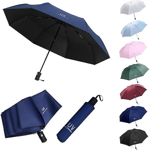 Sonnenschirm mit UV-Schutz, leichter, kompakter Reiseschirm für Damen und Herren, wasserdichter, faltbarer Sonnenschirm, tragbarer UV-Schutz bei Regen oder Sonnenschein Image