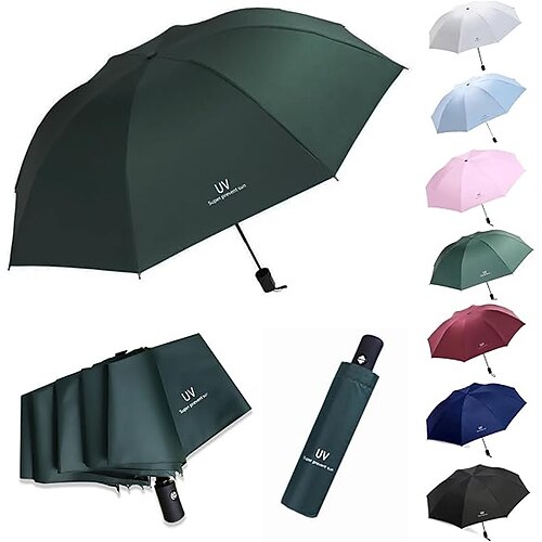 Sonnenschirm mit UV-Schutz, leichter, kompakter Reiseschirm für Damen und Herren, wasserdichter, faltbarer Sonnenschirm, tragbarer UV-Schutz bei Regen oder Sonnenschein Image