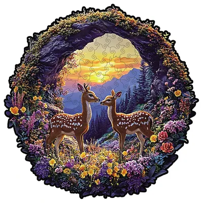 Wooden Puzzle for Adults - Spotted deer Puzzle, Unique Shape Wooden Jigsaw Puzzles, Modern Art Home