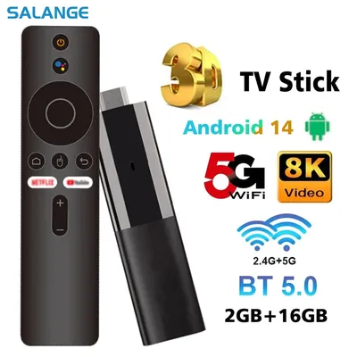 Salange M98 Y10 Smart TV Stick Android 14 ATV Allwinner H618 Support 4K 8K 2.4G/5G Dual WIFI Airplay