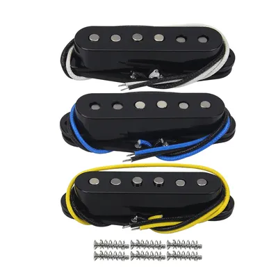 FLEOR Set of Vintage Staggered Alnico 5 Guitar Single Coil Pickups Set 52/52/52mm SSS ST Electric