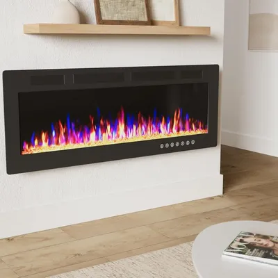 72 inch Ultra-Thin Electric Fireplace in-Wall Recessed and Wall Mounted Fireplaces Heater, Linear