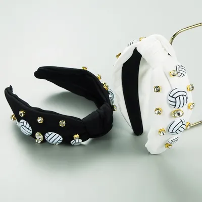 Fashion Sports Oil Dripping Volleyball Headband Women's High Quality Solid Color Diamond-Embedded
