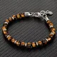 Braccialetti con filo di perline occhio di tigre da 6 mm Braccialetti con ciondoli da donna per uomo Catena in acciaio inossidabile Bracciale in pietra naturale colorata Regalo di gioielli maschili