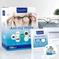 100 pièces/boîte lunettes nettoyant lingette humide jetable Anti-buée brumisation dépoussiéreur nettoyage lentille lingettes lunettes de soleil alcool lingette tampon