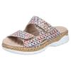 Pantolette RIEKER, Damen, Gr. 36, bunt (multicolor), Leder, gemustert, casual, Schuhe, Sommerschuh, Klettschuh, Hausschuh, Schlappen mit genopptem Fußbett