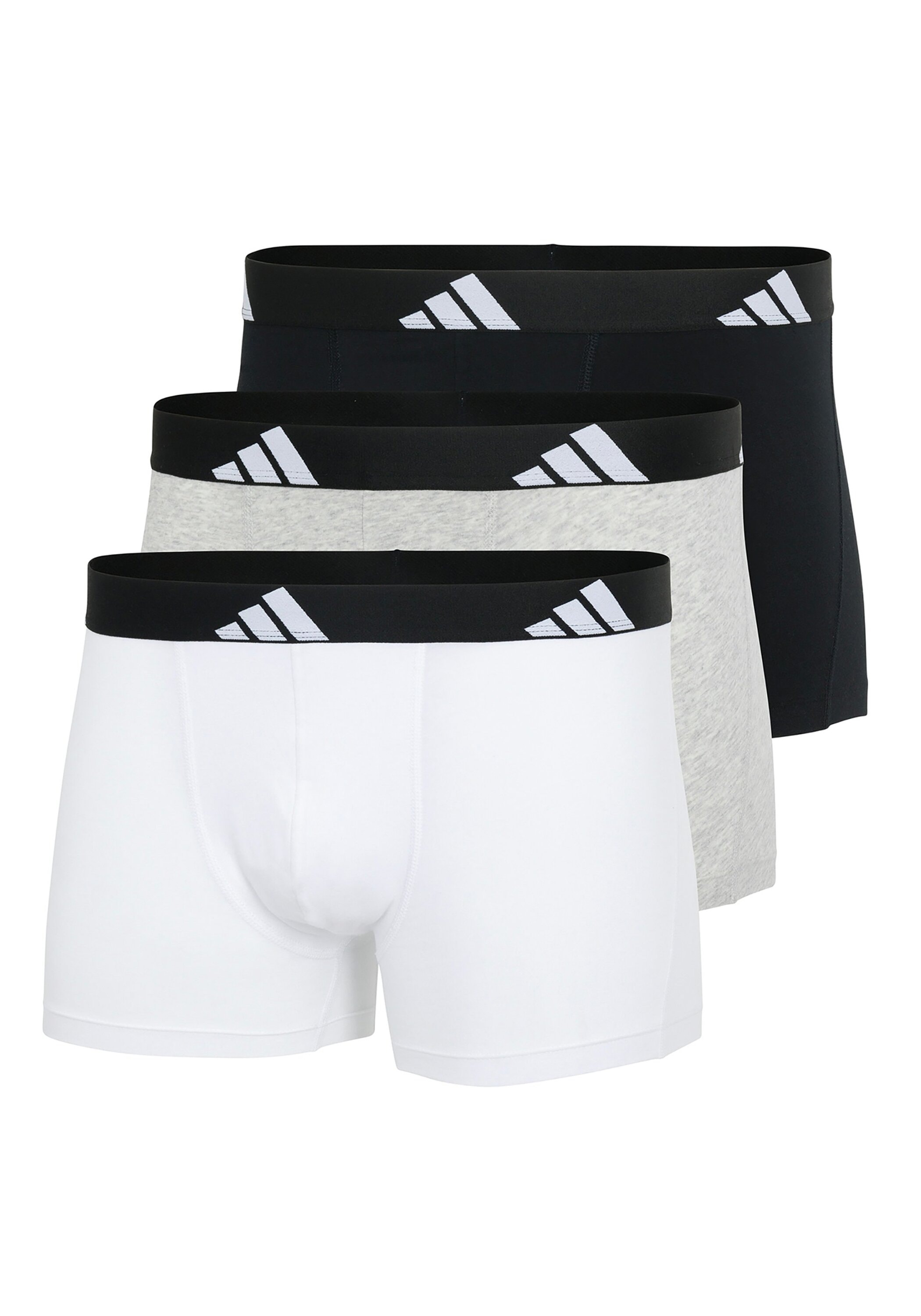 Boxershorts ADIDAS ORIGINALS "Boxershort 3er Pack", Herren, Gr. XL, bunt (schwarz, weiß, grau), Obermaterial: 95% Baumwolle CO. 5% Elasthan EL., Unterhosen