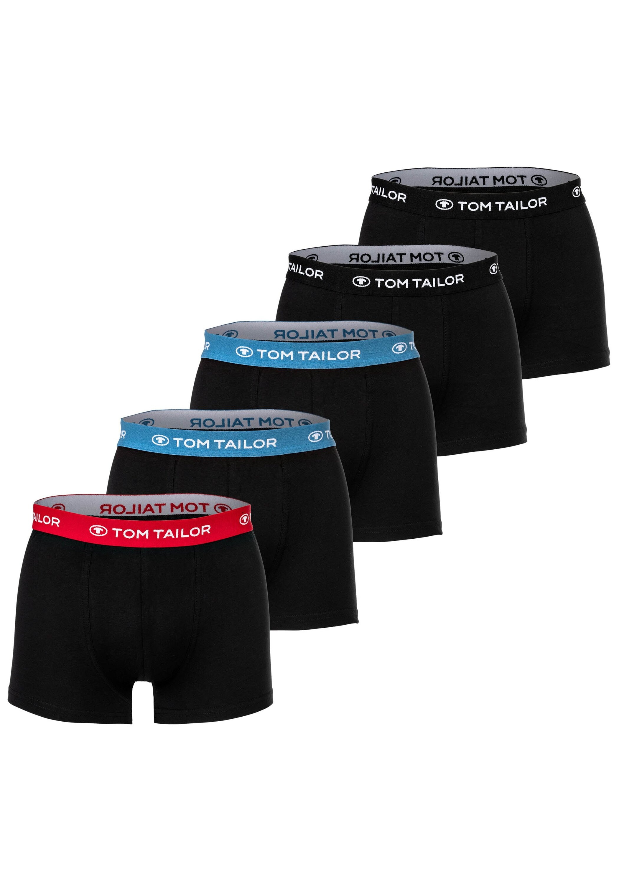 Boxershorts TOM TAILOR "Boxershort 5er Pack", Herren, Gr. M, schwarz (mehrfarbig), Obermaterial: 95% Baumwolle CO. 5% Elasthan EL., Unterhosen