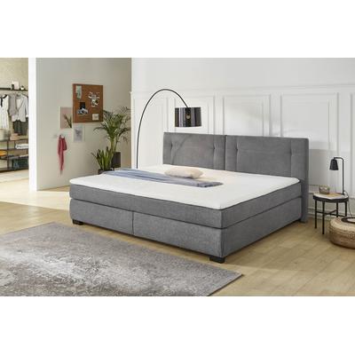 Boxspringbett JOCKENHÖFER GRUPPE "Family, inklusive 7-Zonen-TTFK-Matratzen und Kaltschaumtopper", grau (grau 403, 19), B:250cm L:213cm, Bezug Bett: Microfaser (100% Polyester), Topper und Matratzenspiegel: 100% Polyester, Komplettbetten,... Image