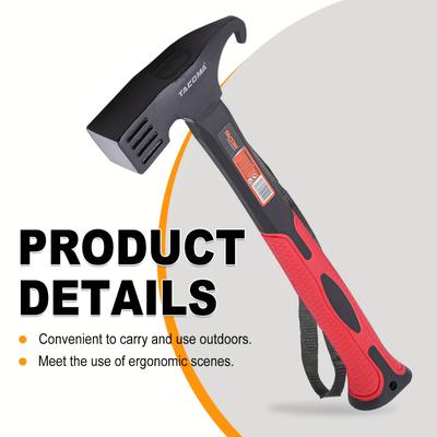 TEMU Multifunction Tent Hammer, High Carbon Steel Head, Plastic Handle, Universal Outdoor Adventure Tool, With Tent Peg Puller, For Camping, Labor Day Suitable, Uncharged Manual Operation Image