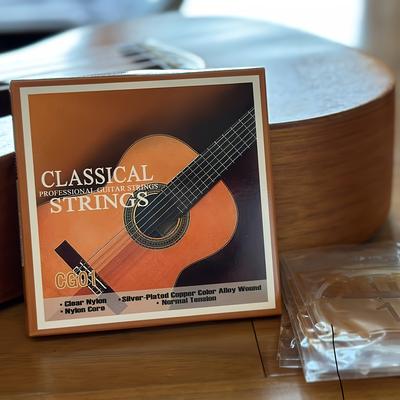 TEMU 6pcs Premium Nylon Guitar Strings, Cg-01, Coated & Wound, Sound & , Strings For Classical Guitars Image