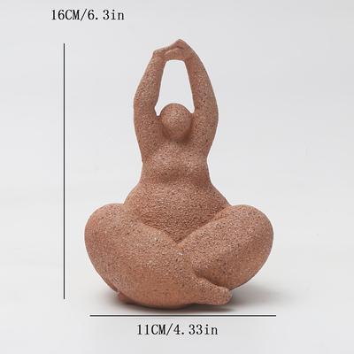 TEMU 1pc, Handmade Resin Sandstone Chubby Woman Statue, Abstract Art Sculpture For Decor, Indoor Tabletop Accent, No Electricity Needed, Versatile Room Decoration Image