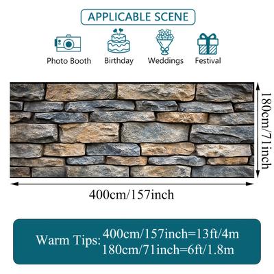 TEMU 2d Door Banner, 1pc Stone Wall Garage Door Fabric Banner - Realistic Polyester Decoration, No Power Needed, Weddings, Parties & Outdoor Celebrations, Outdoor Decor Image