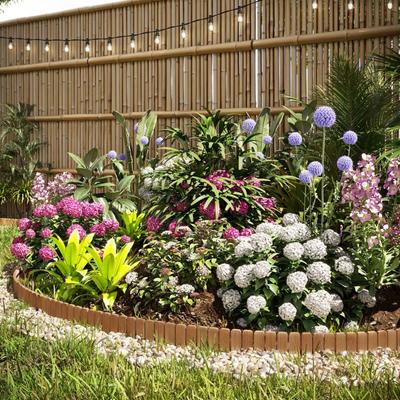Rasenkante, Flexibler Holzzaun, Beeteinfassung Rollborder Gartenzaun Holz, Deko für Garten Image