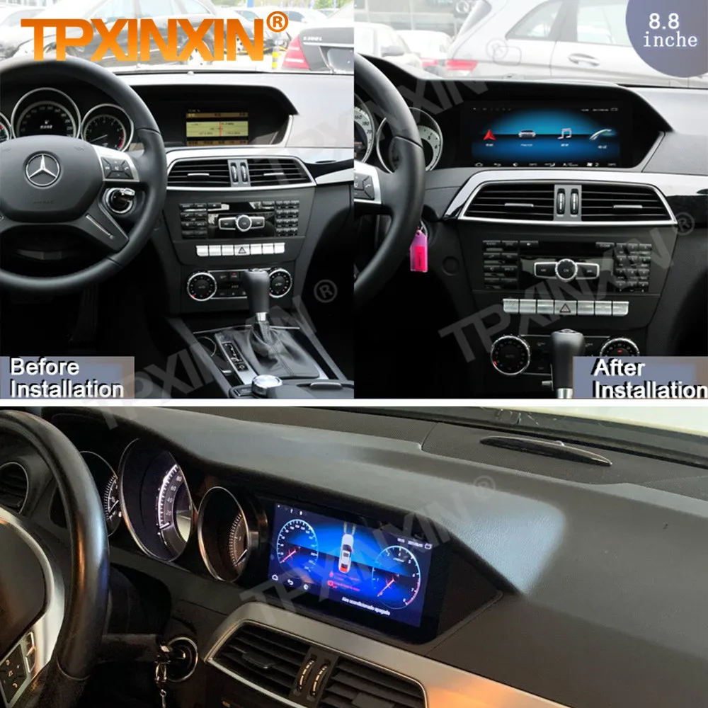 128G Carplay Android 13 Bildschirm Multimedia Stereo Empfänger Für Benz C W204 2011 2012 2013 GPS Navigation Radio audio Kopf Einheit Image