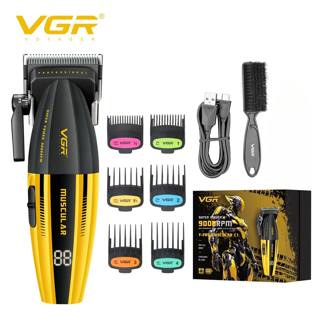 VGR V-285 Professioneller Haarschneider, Friseurscher, Haarschneidemaschine, 9000 U/min, Haarschneidemaschine, verstellbarer Trimmer für Männer Image