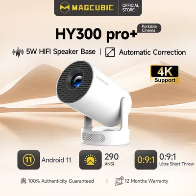 Magcubic HY300 Pro + Ultra Projektor 4K 720P Tragbarer Projektor mit WiFi 6 BT5.4 Auto Vertical Keystone 5W Lautsprecher 180 Rotation