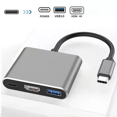 3 in 1 USB Hub USB C zu HDMI-kompatibel Splitter HUB Typ-c zu HDMI-kompatibel USB 3,0 Docking Image