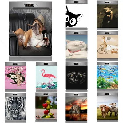 Sofa lustige Hund Geschirrs püler Aufkleber wasserdichte Tiere Katze Frosch Vögel Tiger Kühlschrank Gefrier schrank Aufkleber Schrank Kunst Wandt attoos Image
