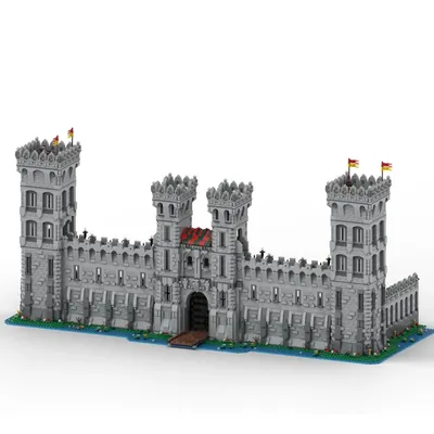 NEUE 10885 stücke Europäischen Mittelalterlichen Street View MOC Red Castle Front stadt wand modell Image