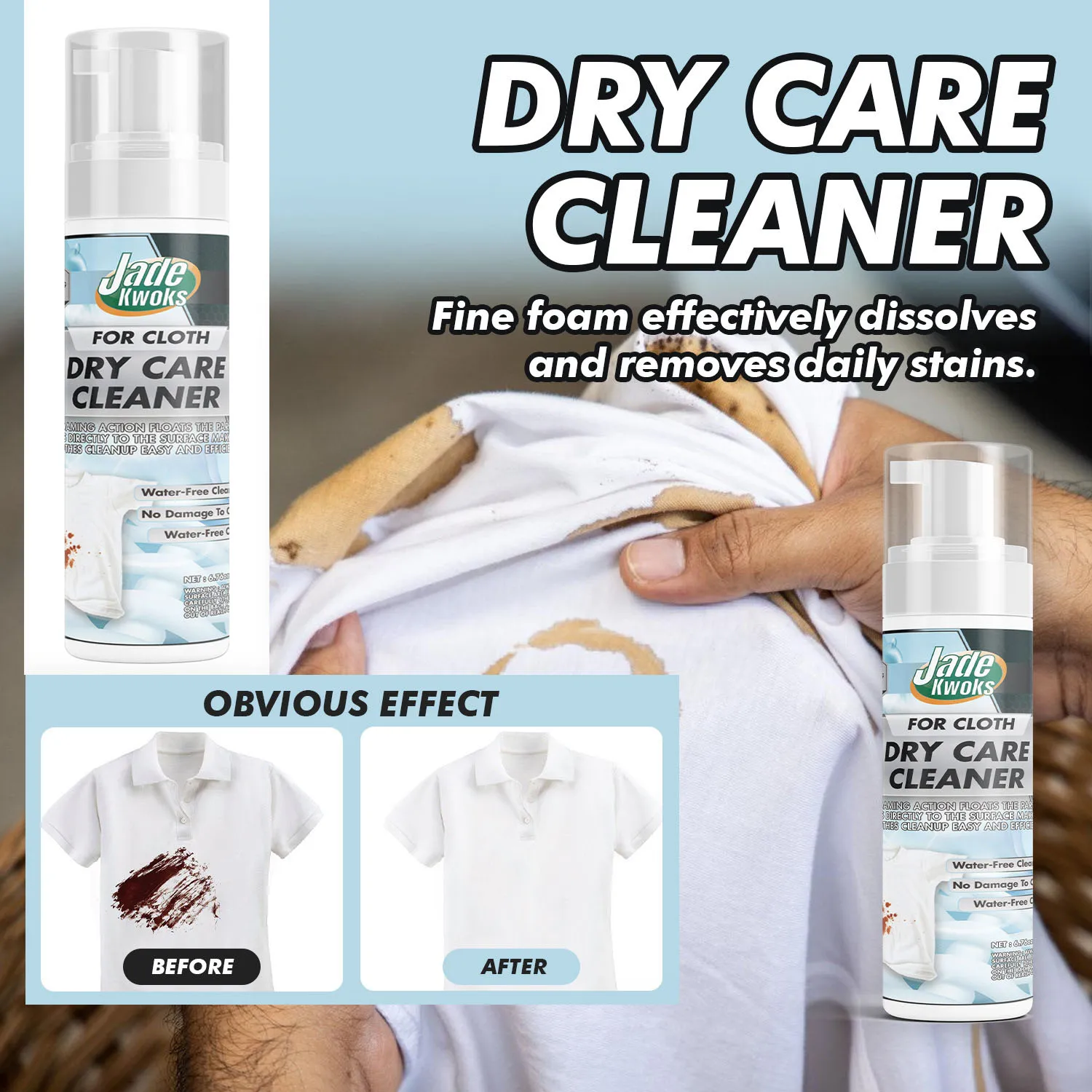 Neues Trockenreinigungsmittel für Kleidung, Ölflecken, wasserloses Fleckenentfernungs- und Ölreinigungsmittel, geeignet für verschiedene Stoffe und Flecken Image