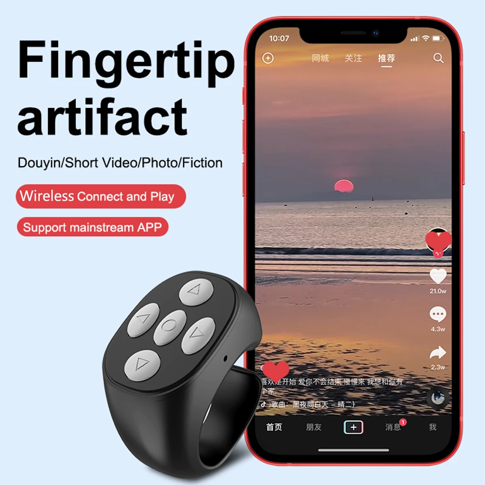Drahtlose Bluetooth-kompatibel Automatische Seite Turner Smart Ring Fernbedienung Fingertip Selfie Video Controller für Handy Image