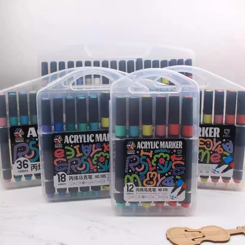 12 Farben / 18 Farben / 24 Farben / 36 Farben / 48 Farben Acryl-Marker-Set mit Kunstzeichnung und Malerei, speziellen Farbstiften Image