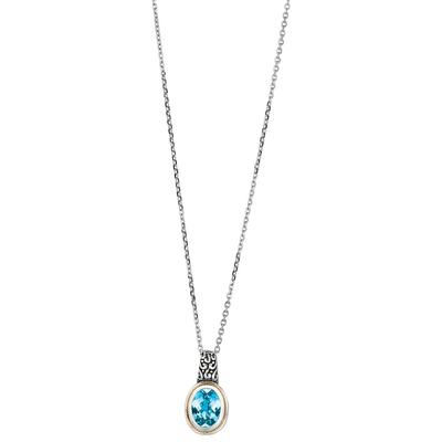 Phillip Gavriel 18K & Silver Blue Topaz Pendant Necklace