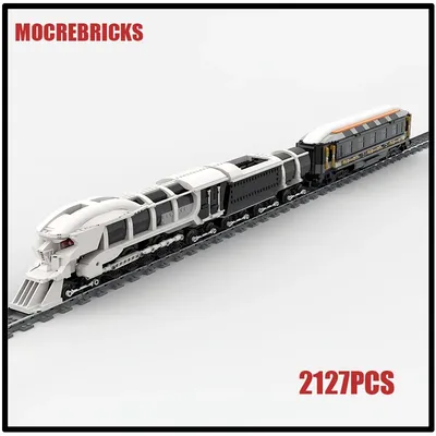 MOC Film Kreative Halloween Stadt Eisenbahn Passagier Lokomotive Geist Express Skelett Zug Baustein Image