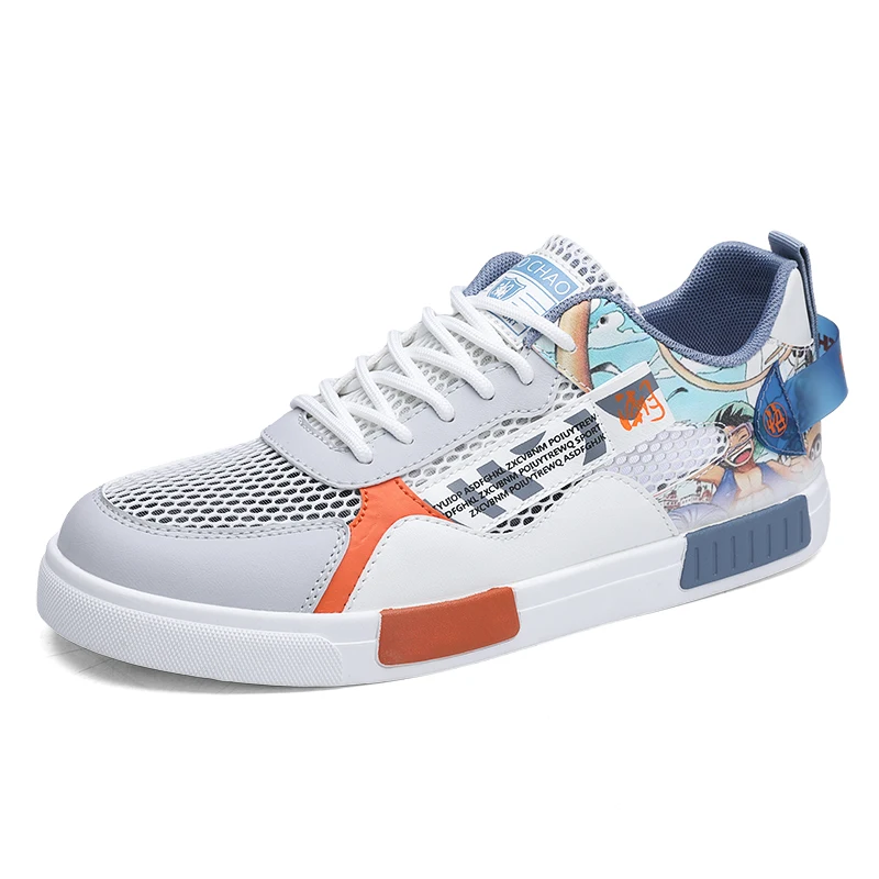 Lässige Sportschuhe für Herren, fliegende Mesh-Oberfläche, atmungsaktiv, Frühling und Sommer, neue flache vulkanisierte Schuhe, große Herrenschuhe