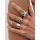 Women's Gold Silver Ocean Style Ring Set - Set of Multi-Piece Bohemian Adjustable Rings with Starfish, Sun, Shell and Pearl Decorations, Perfect for Beach Vacations and Summer Looks