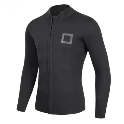 Mens Wetsuit Top Jacket - 3mm Neoprene Diving Suit with Front Zipper Long Sleeve for Warmth &