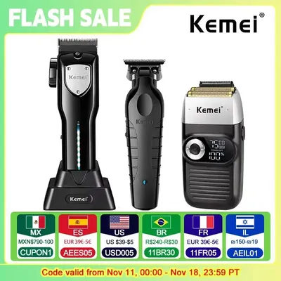 Kemei Professional Hair Clipper Kit Electric Shaver Male Hair Cutting Machine Men’s Trimmer