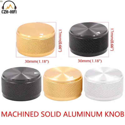 1pc 30x17mm CNC Machined Solid Aluminum Knob Button Cap Hat for Audio Amplifier Speaker Subwoofer