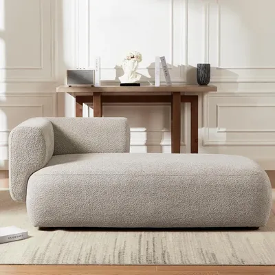 Upholstered Chaise Lounge Indoor for Living Room Bedroom Office Chaise Lounge Sofa：Boucle Fabric