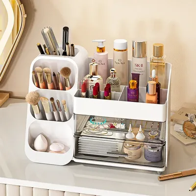 25N 1PC cosmetics storage box Pen holder Dresser Desktop large capacity makeup brush lipstick