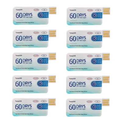 10 pcs/lot TempU05 Temperature Data Logger 60 Days PDF Report Disposable Single Use 10000 Points USB