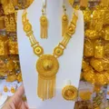 Dubai Nuova collana placcata oro 24 carati, orecchini, anelli per feste di matrimonio romantiche da