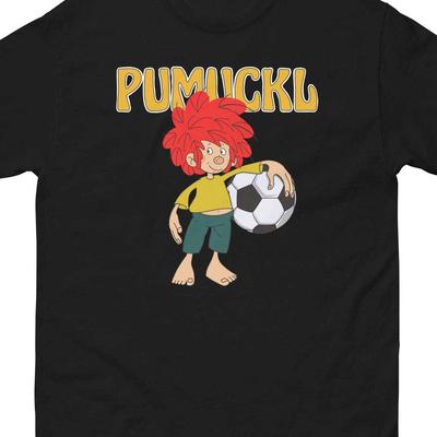 TEMU Football Pattern T-shirt- Cotton T-shirt With Vibrant Red Hair Character Design, Short Sleeve, Round Neck- Casual Versatile Fashion Clothing Suitable For All , Fun, G Image