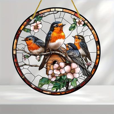 TEMU 2d Flat, Acrylic Light , Stained Plastic Window Hanging For Bedroom, Porch, Garden Wall Art - Indoor & Outdoor Decor, Housewarming And Birthday Gift, 2d Flat Image