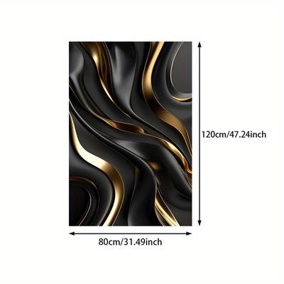 TEMU Large Black And Golden Wave Canvas Art Print - Frameless Modern Abstract Wall Decor For Living Room, Bedroom, Or Hallway - 31.4x47.24in Elegant Design Image