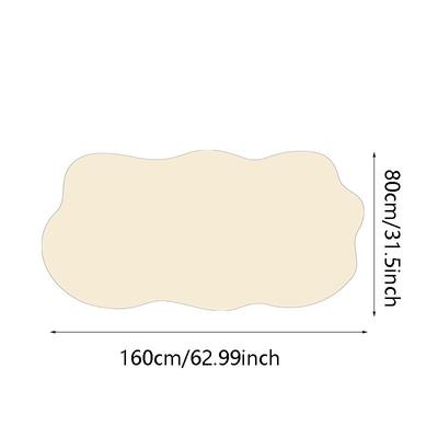 TEMU Plush Cashmere Area Mat | Irregular Shape | Soft, Washable Polyester | Ideal For Bedroom & Living Room | Neutral Beige | Decor, Rugs For Living Room Image