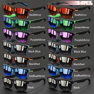 TEMU 14pcs Fashion Vintage Unisex Square Glasses Men Women Luxury Brand Designer Glasses Classic Driving Fishing Traveling Rectangle Sunglass Tropical Vacation Outfits Shades For Man Retro Eyewear Image
